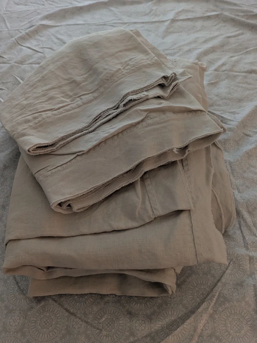 Quince European Linen Double Flange Duvet Set With Shams King Cal King Sand